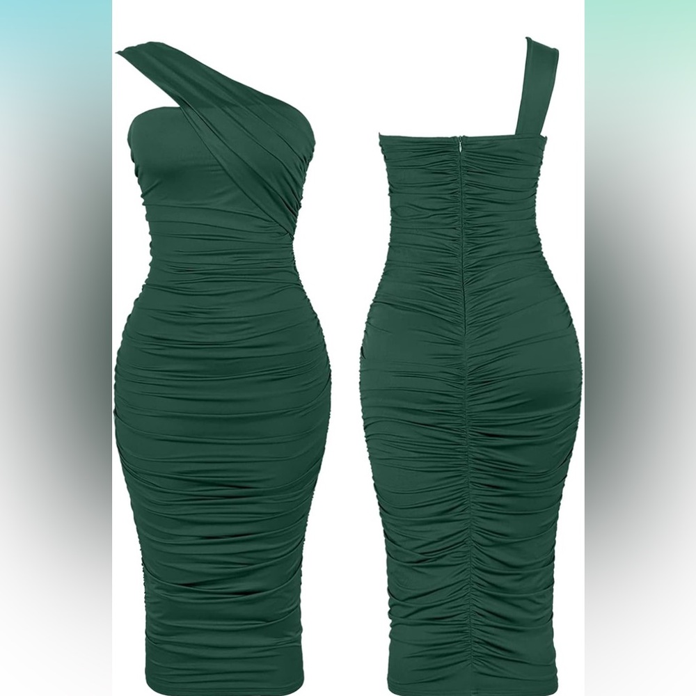 SOLD - Rushed one shoulder dress